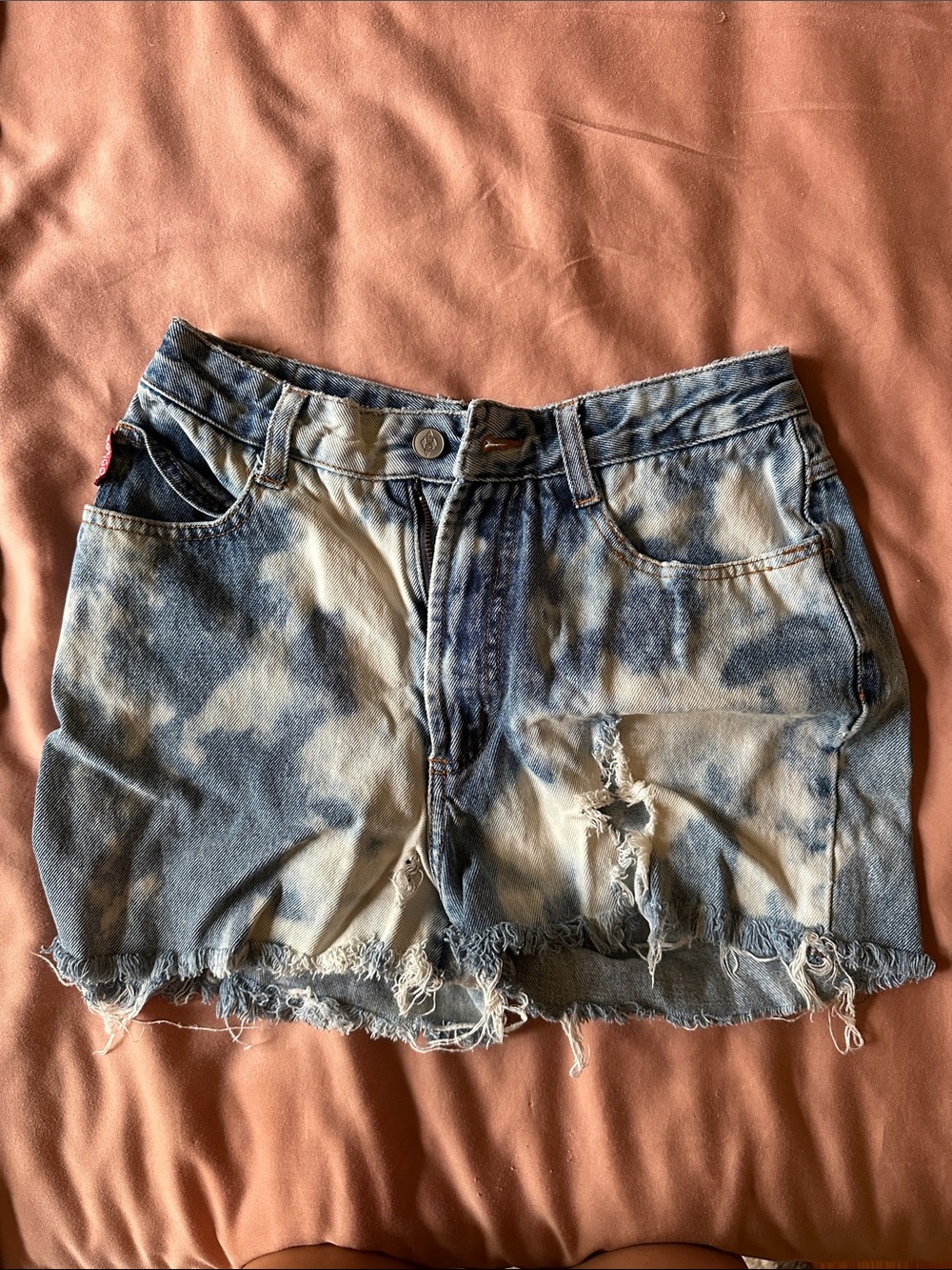 Tie-Dye Bleached Distressed vintage Bongo Jean Shorts